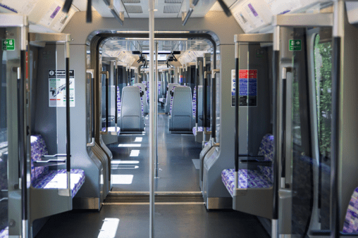 Inside of an Elizabeth line train carriage