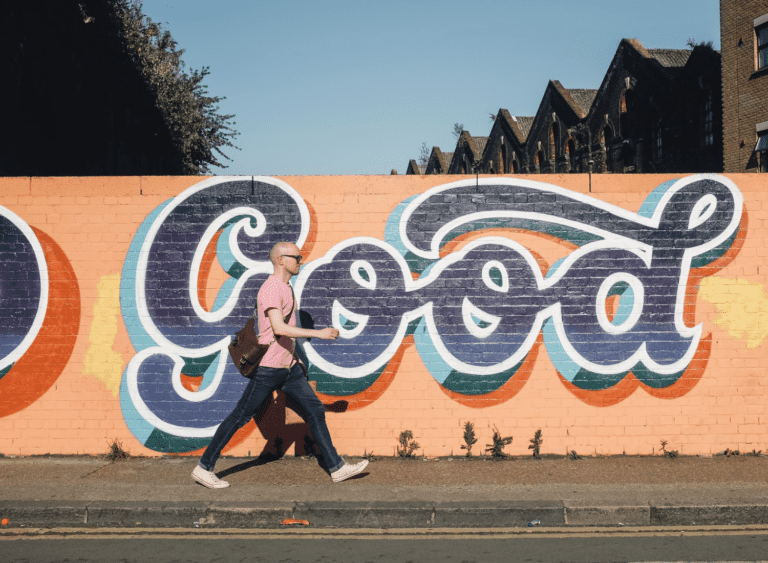 Street artwork of the word 'Good'