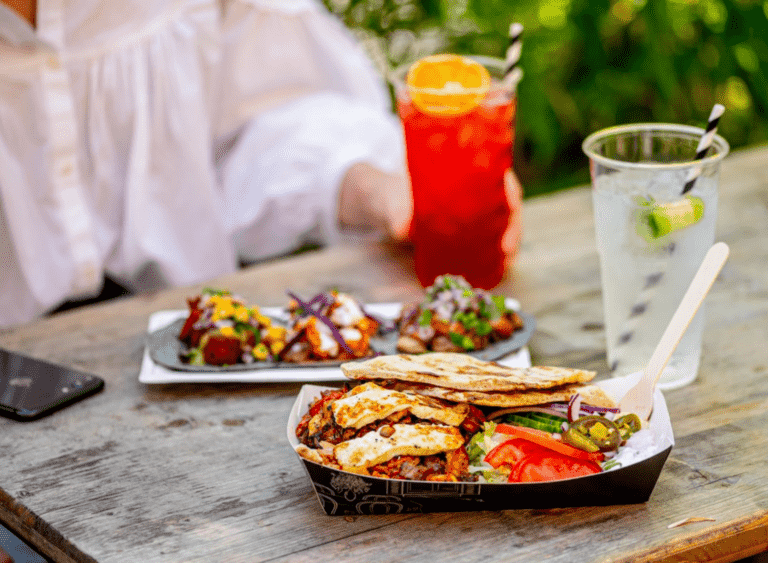 Food and drinks on a table