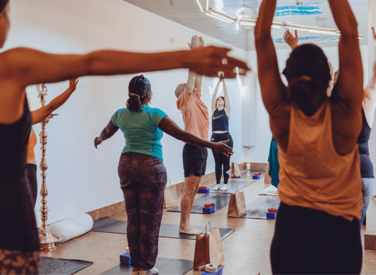 People practicing yoga