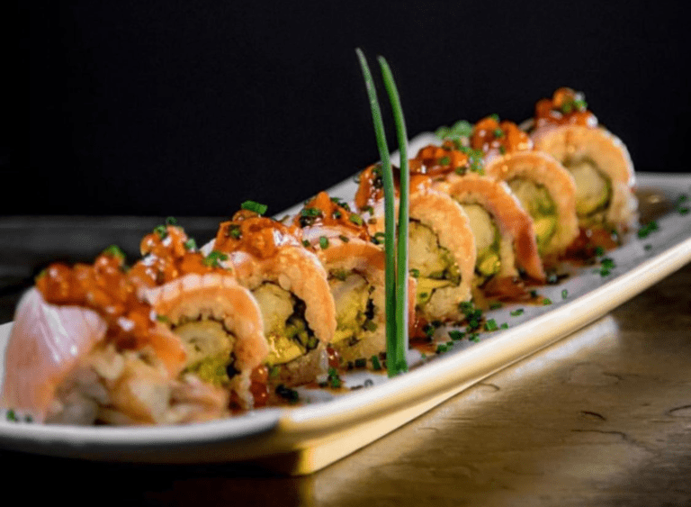 Close up of sushi dish