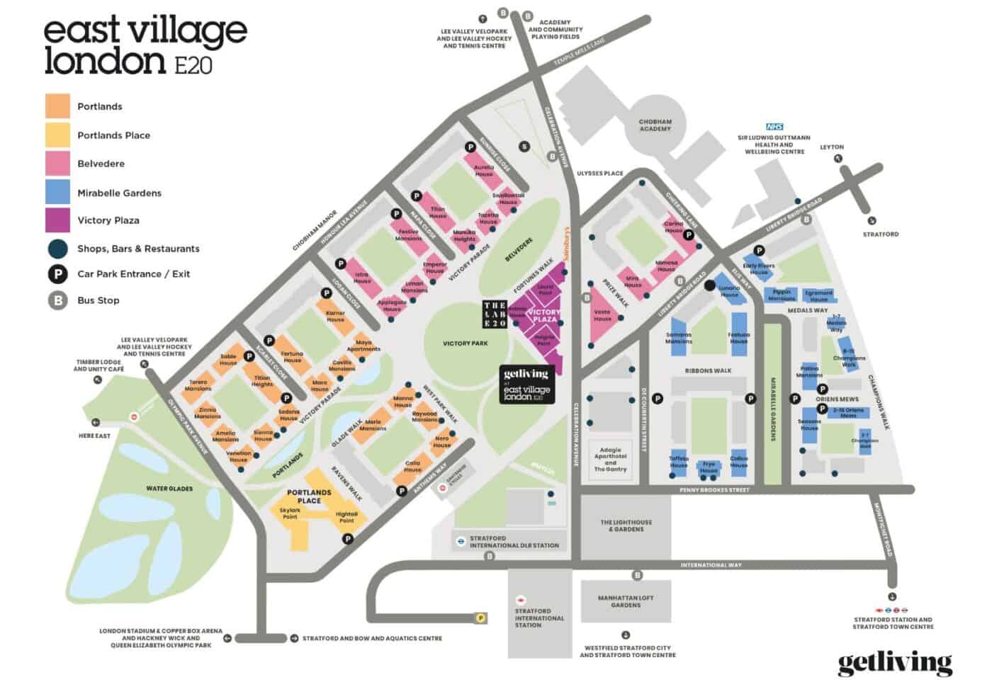 Map of East Village in London