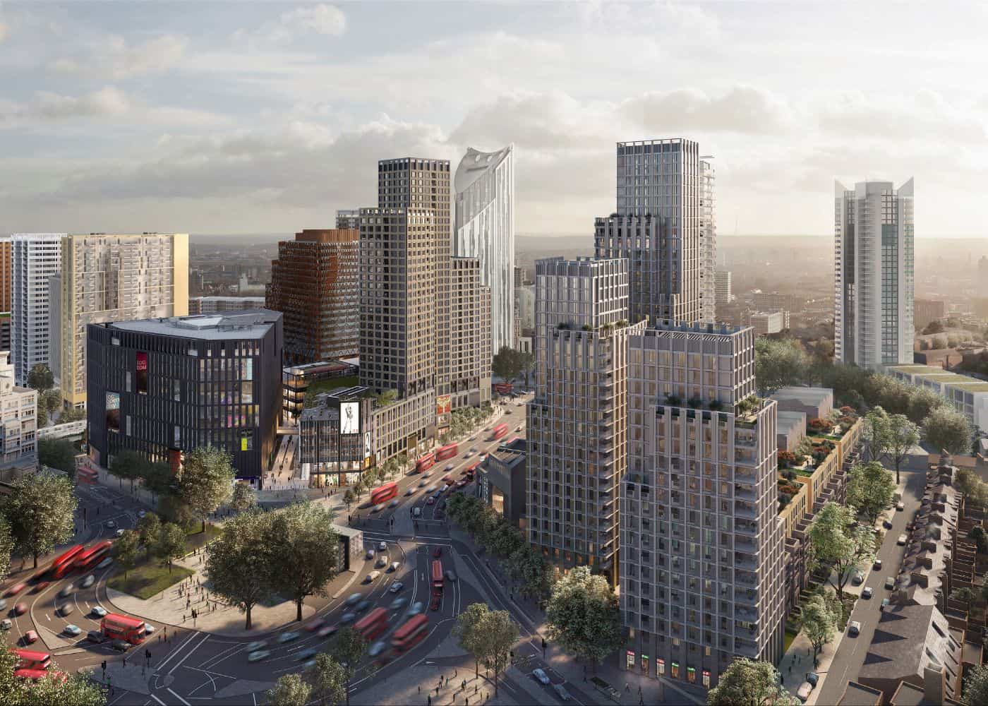 Aerial CGI of the new Elephant and Castle town centre